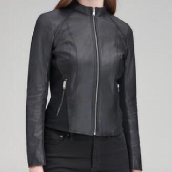 Andrew Marc Kylie Leather Racer Jacket - Picture 5 of 8